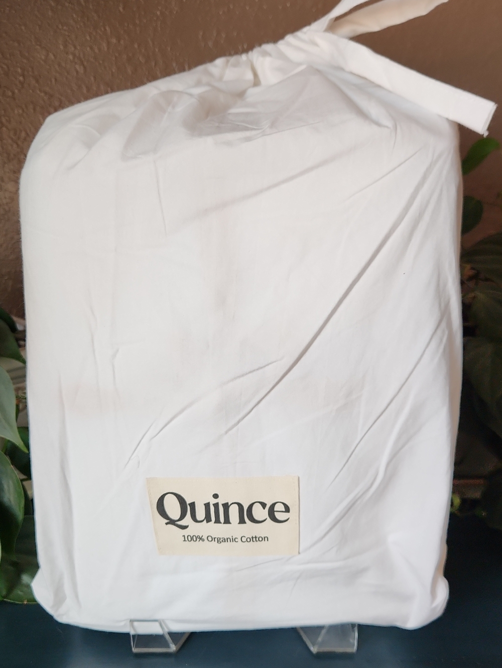 Quince Queen Organic Brushed Cotton Sheet Set - White, New Open Box